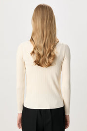 Ribbed Rayon Blouse - Ecru