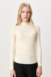 Ribbed Rayon Blouse - Ecru