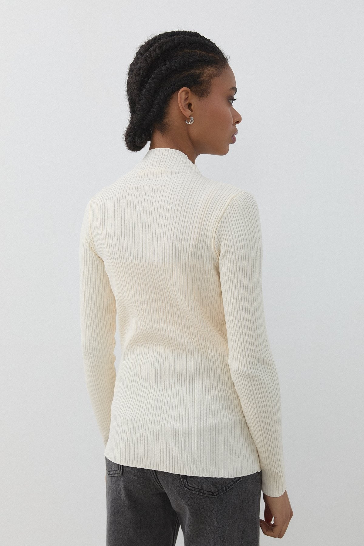 Ribbed Rayon Blouse - Ecru