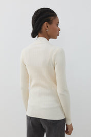 Ribbed Rayon Blouse - Ecru