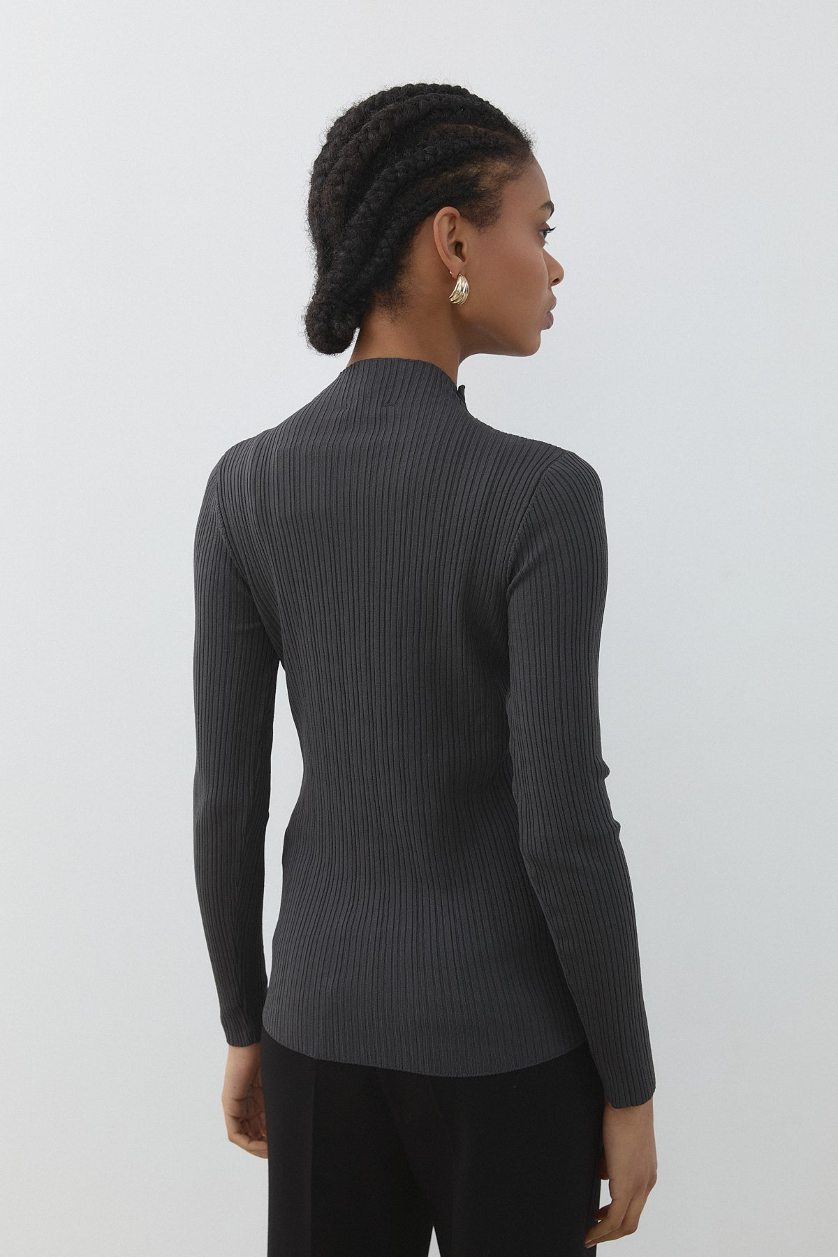 Fitilli Triko Rayon Bluz - Füme