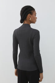Fitilli Triko Rayon Bluz - Füme