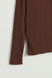 Fitilli Triko Rayon Bluz - Kahve