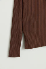 Fitilli Triko Rayon Bluz - Kahve