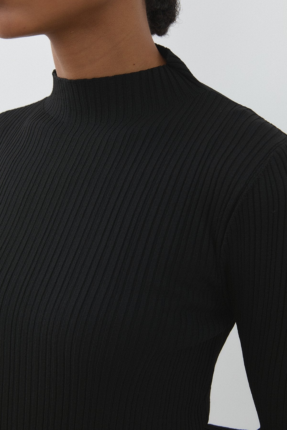 Ribbed Rayon Blouse - Black