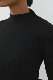 Ribbed Rayon Blouse - Black