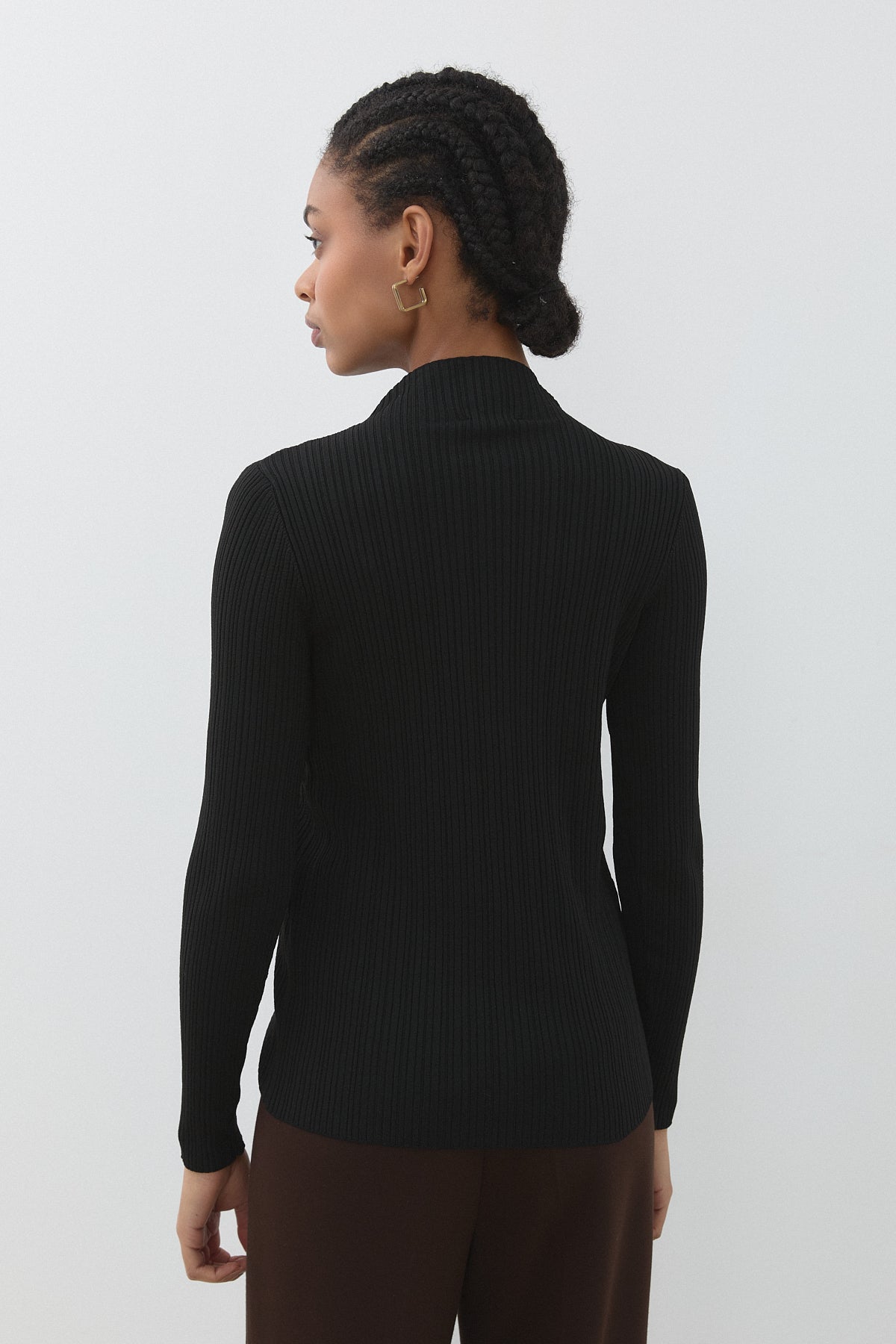 Ribbed Rayon Blouse - Black