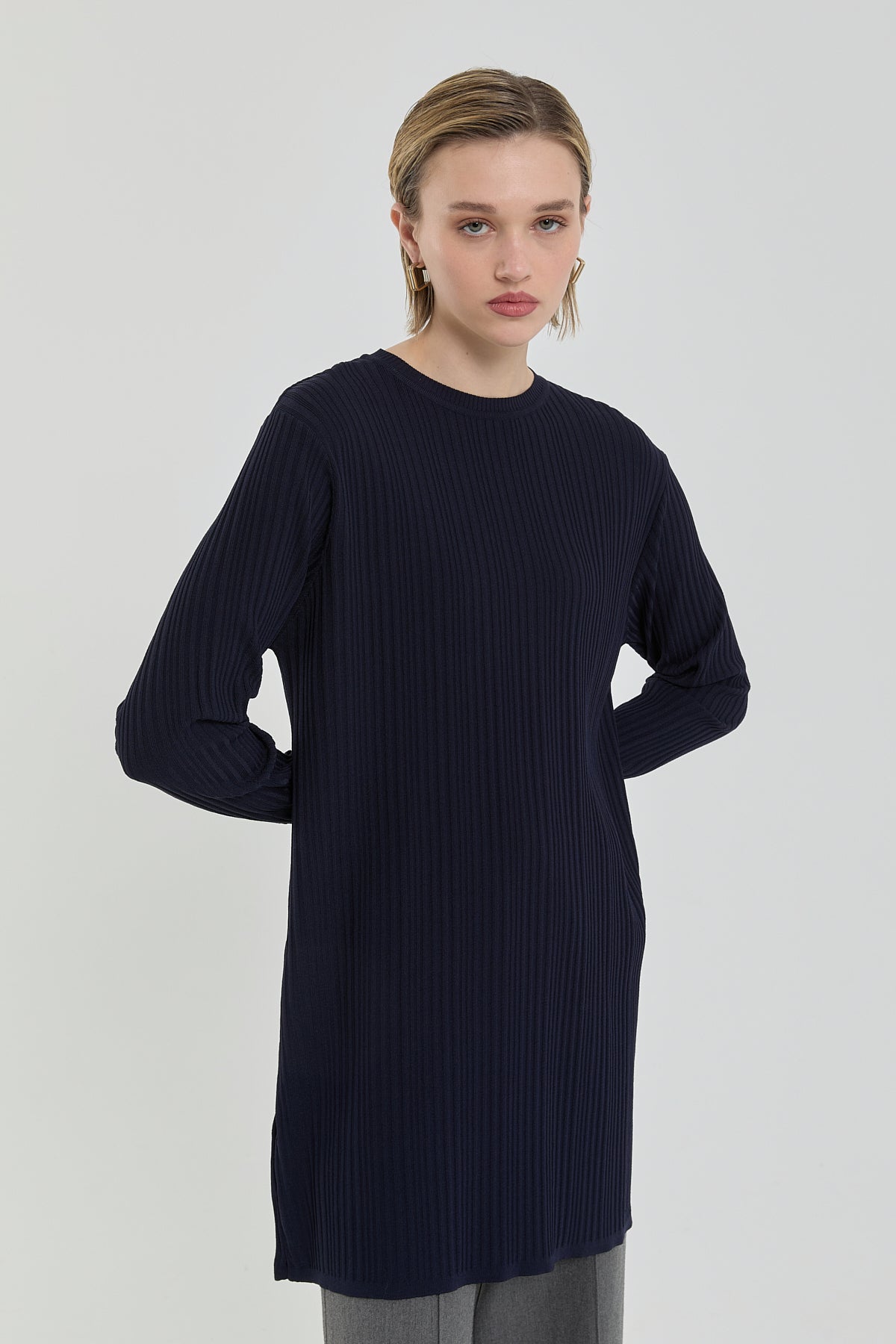 Fitilli Triko Tunik - Lacivert