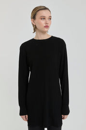 Fitilli Triko Tunik - Siyah