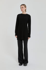 Fitilli Triko Tunik - Siyah