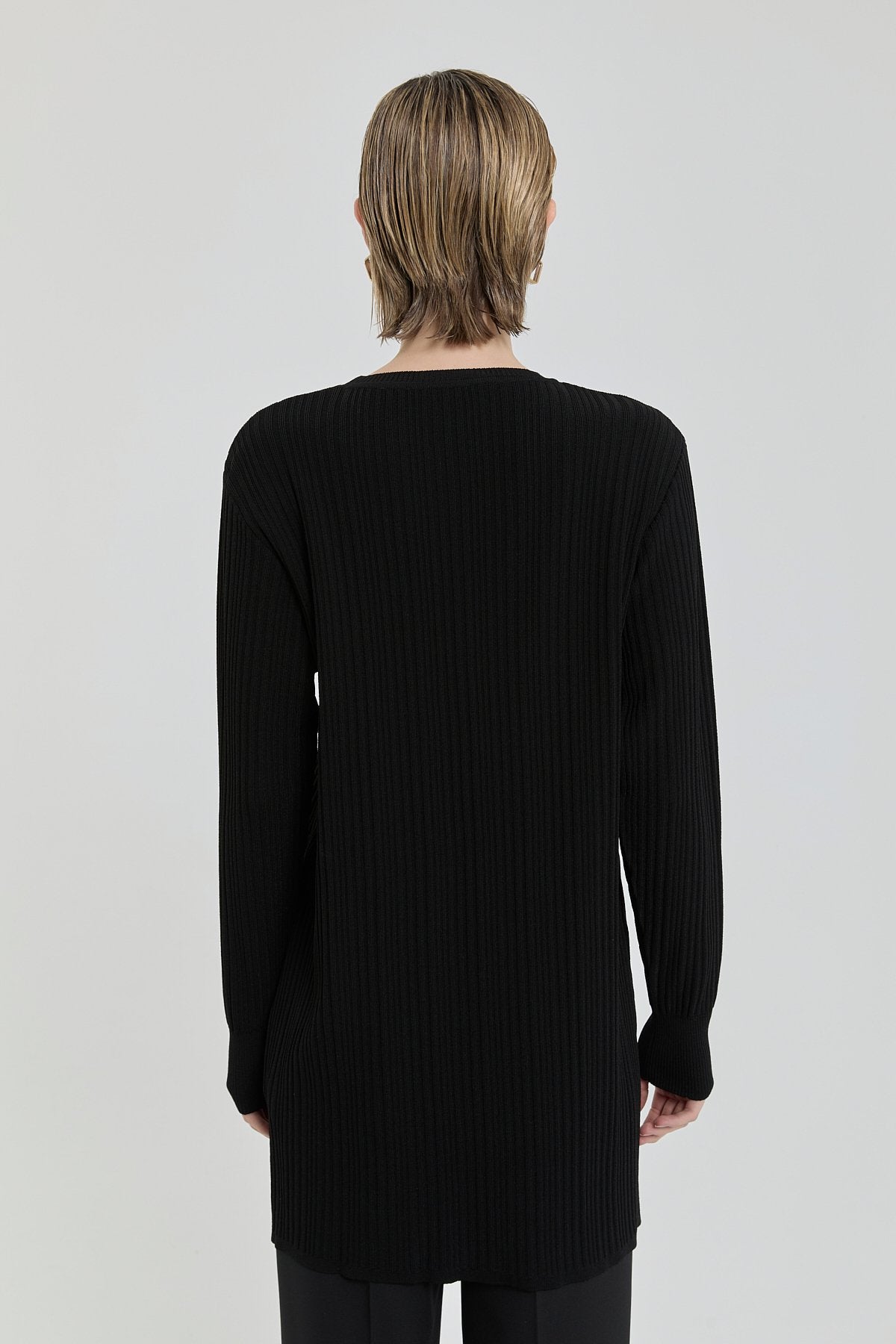Fitilli Triko Tunik - Siyah