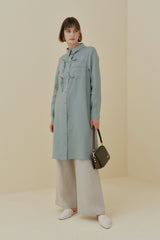 Linen Tunic with Bow and Pocket Detail - Mint