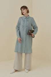 Linen Tunic with Bow and Pocket Detail - Mint