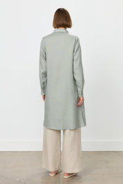 Linen Tunic with Bow and Pocket Detail - Mint