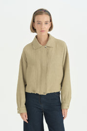 Floral Desenli Crop Kapitone Ceket - Kekik