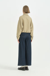 Floral Desenli Crop Kapitone Ceket - Kekik