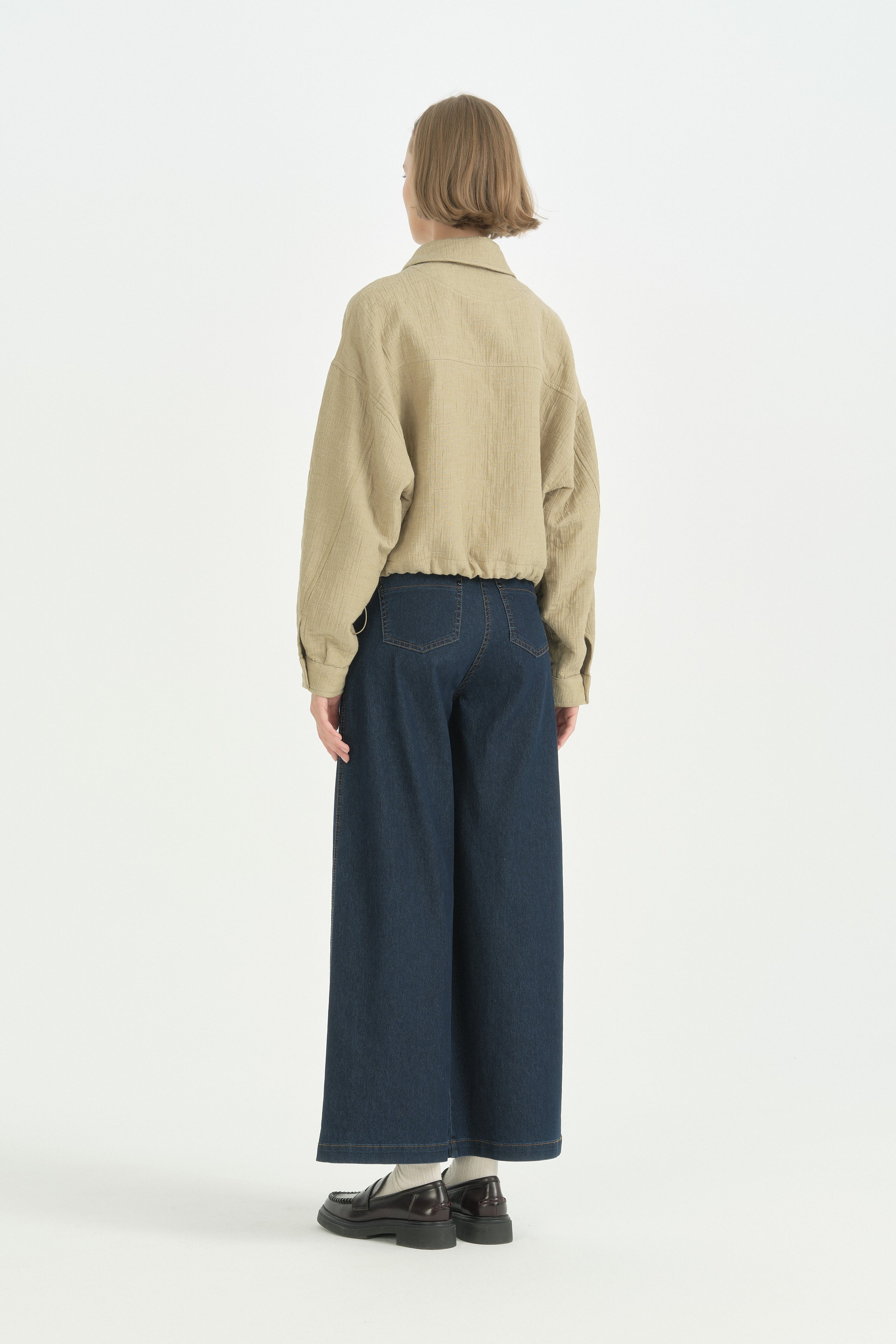 Floral Desenli Crop Kapitone Ceket - Kekik
