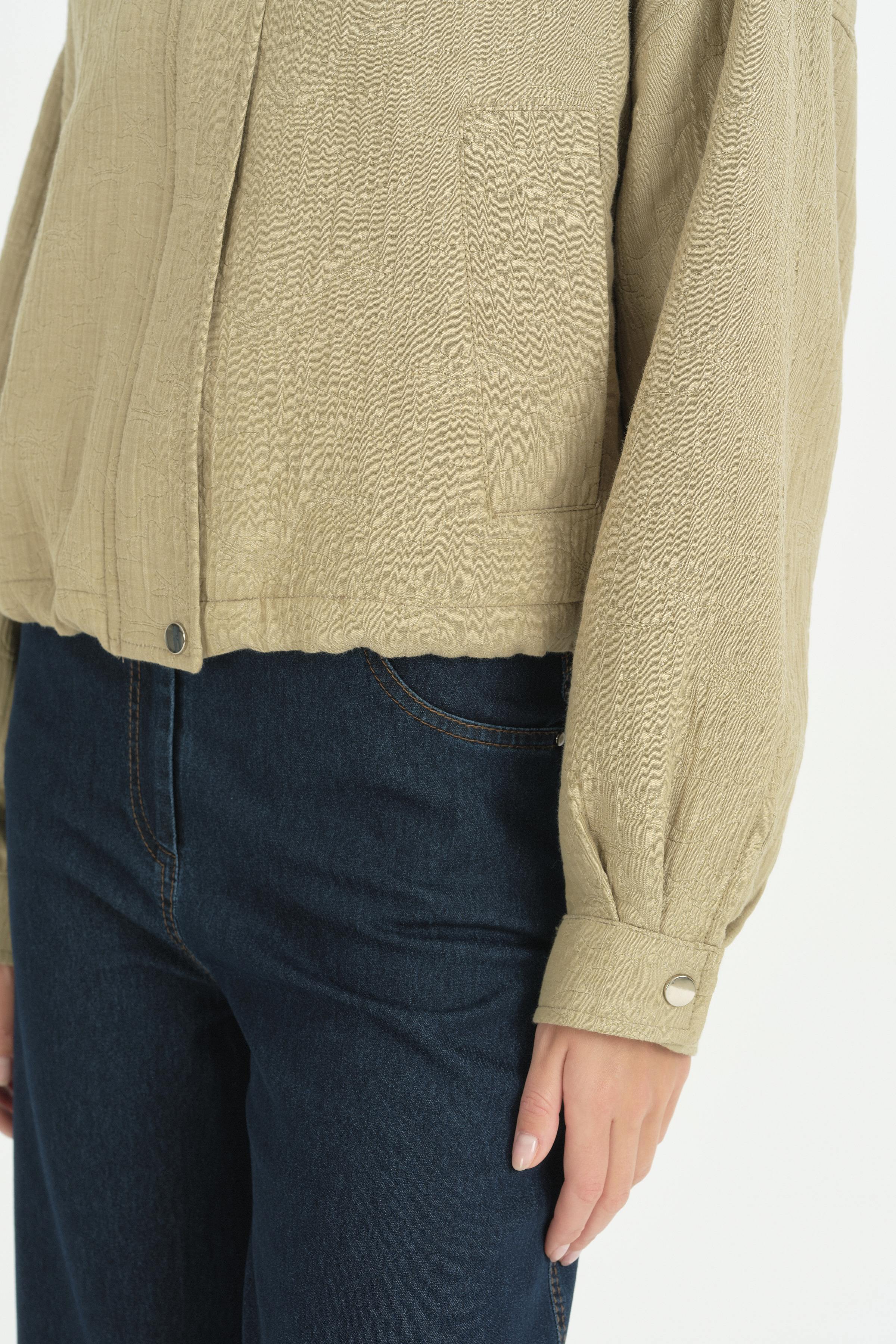 Floral Desenli Crop Kapitone Ceket - Kekik