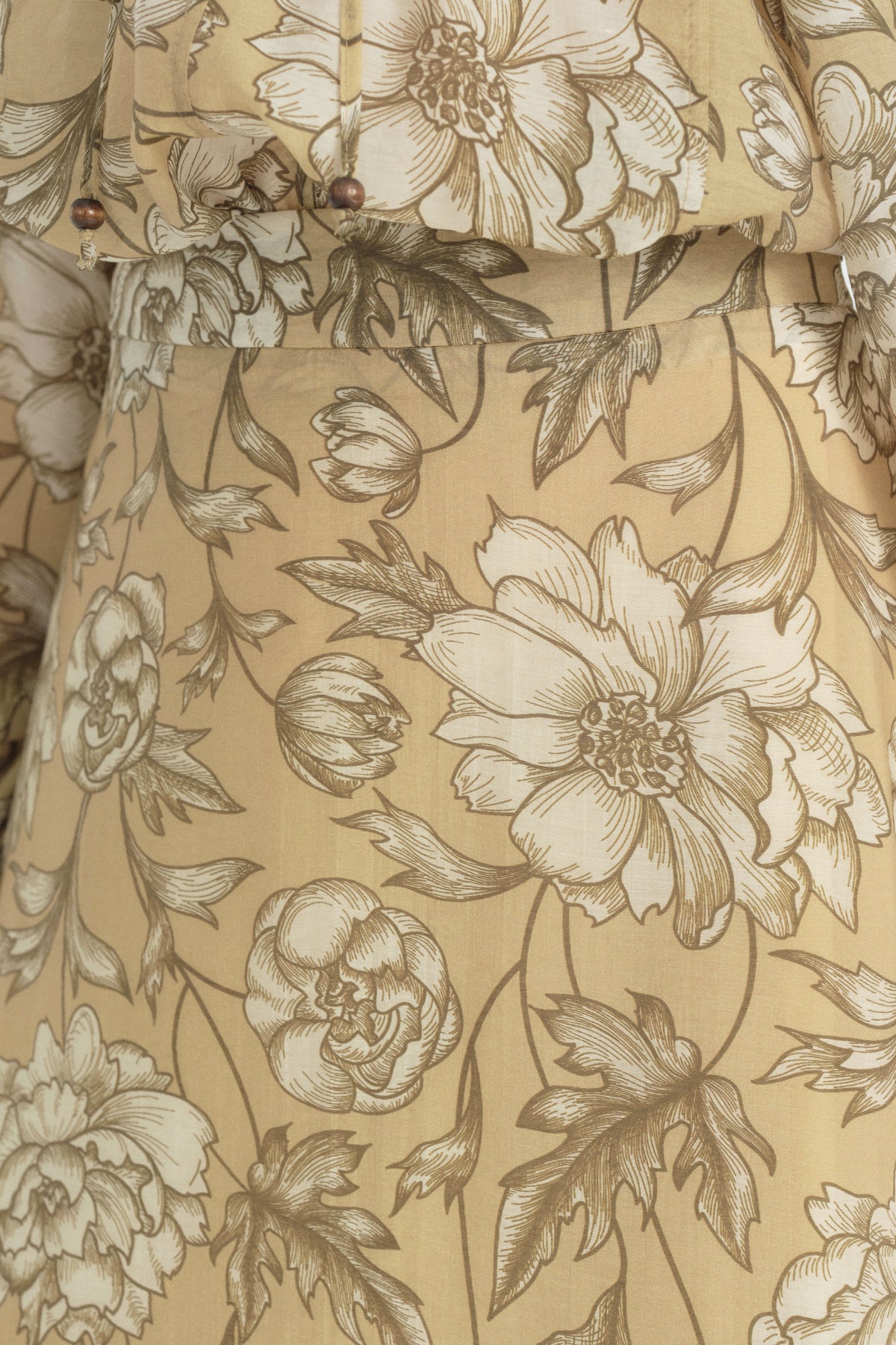 Floral Desenli Kloş Etek - Olive