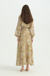 Floral Desenli Kloş Etek - Olive