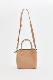 Braided Tote Bag with Scarf Accessory - Beige