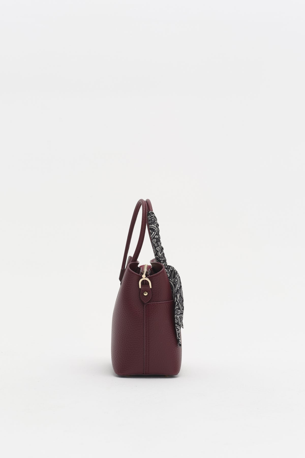 Fular Aksesuarlı Satchel Çanta - Bordo