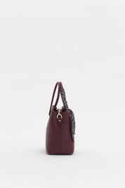 Fular Aksesuarlı Satchel Çanta - Bordo