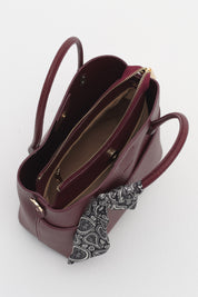 Fular Aksesuarlı Satchel Çanta - Bordo