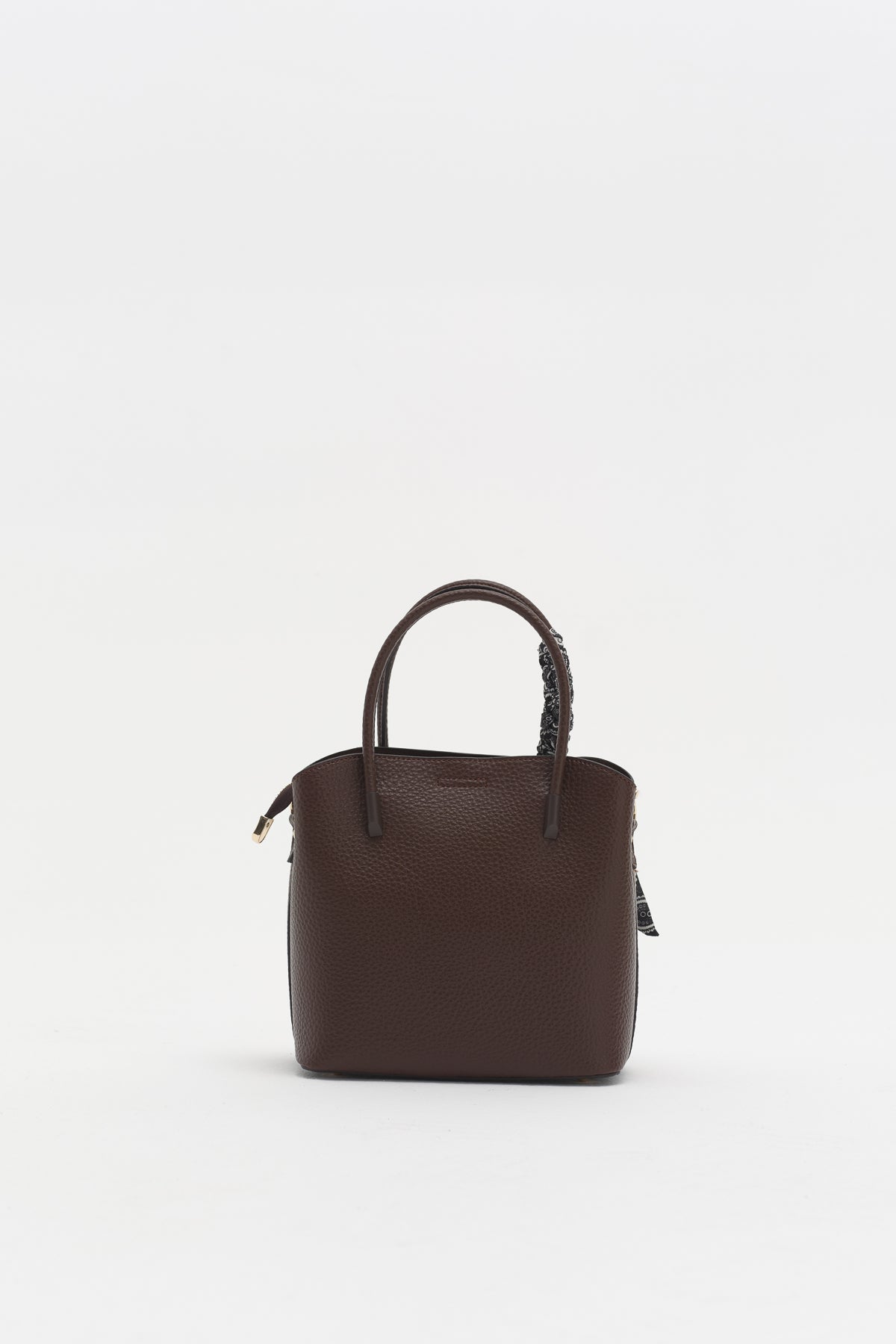 Fular Aksesuarlı Satchel Çanta - Kahve