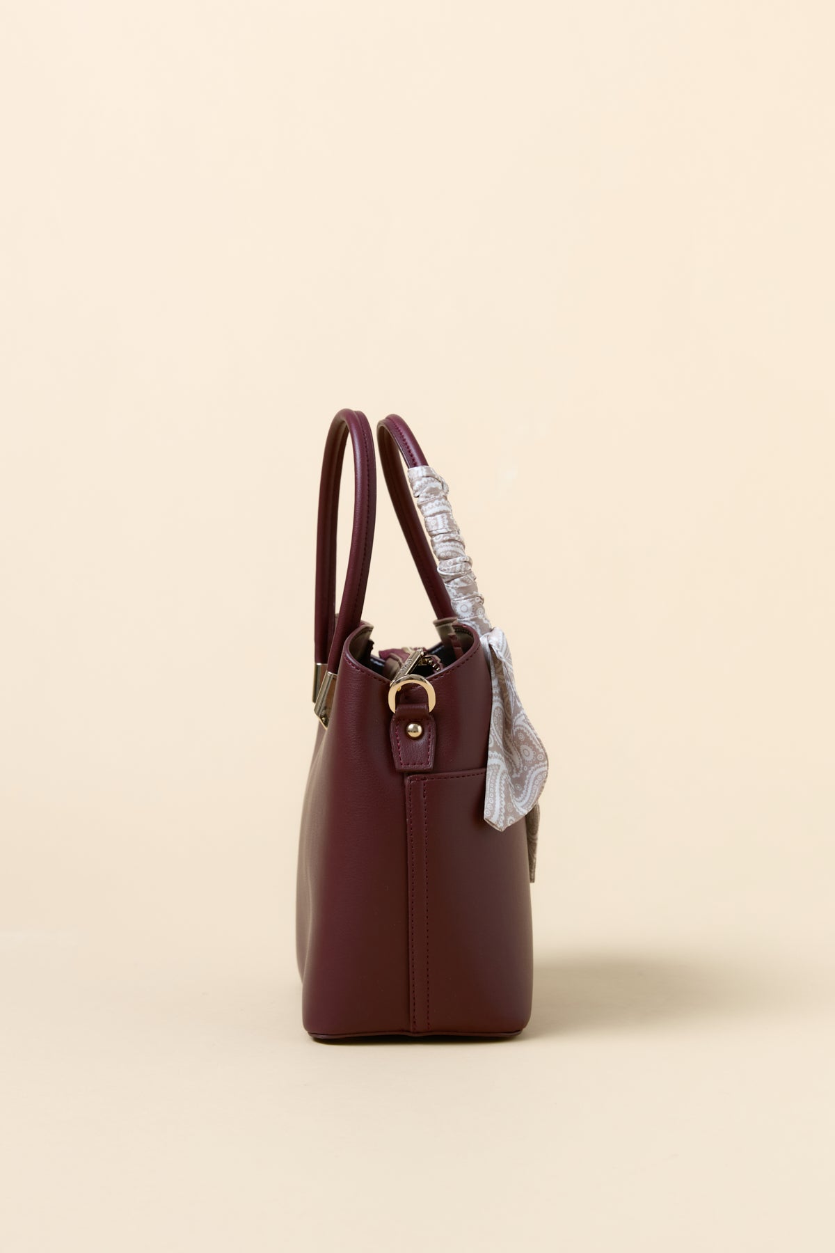 Tote Bag with Scarf Accessory - Burgundy