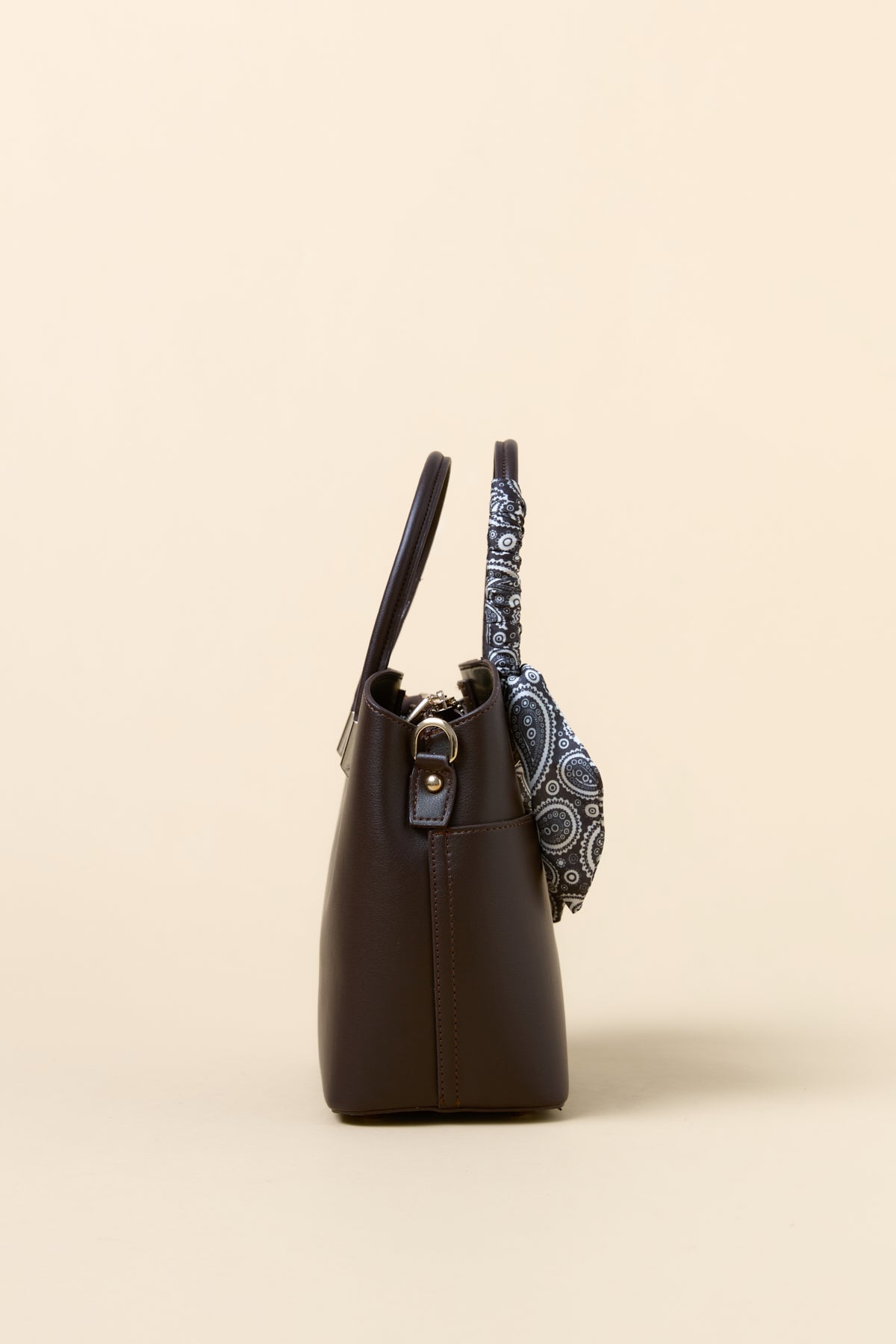 Tote Bag with Scarf Accessory - Coffee