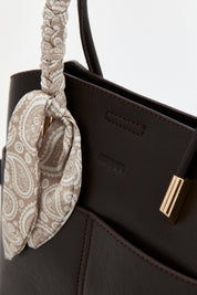 Tote Bag with Scarf Accessory - Coffee