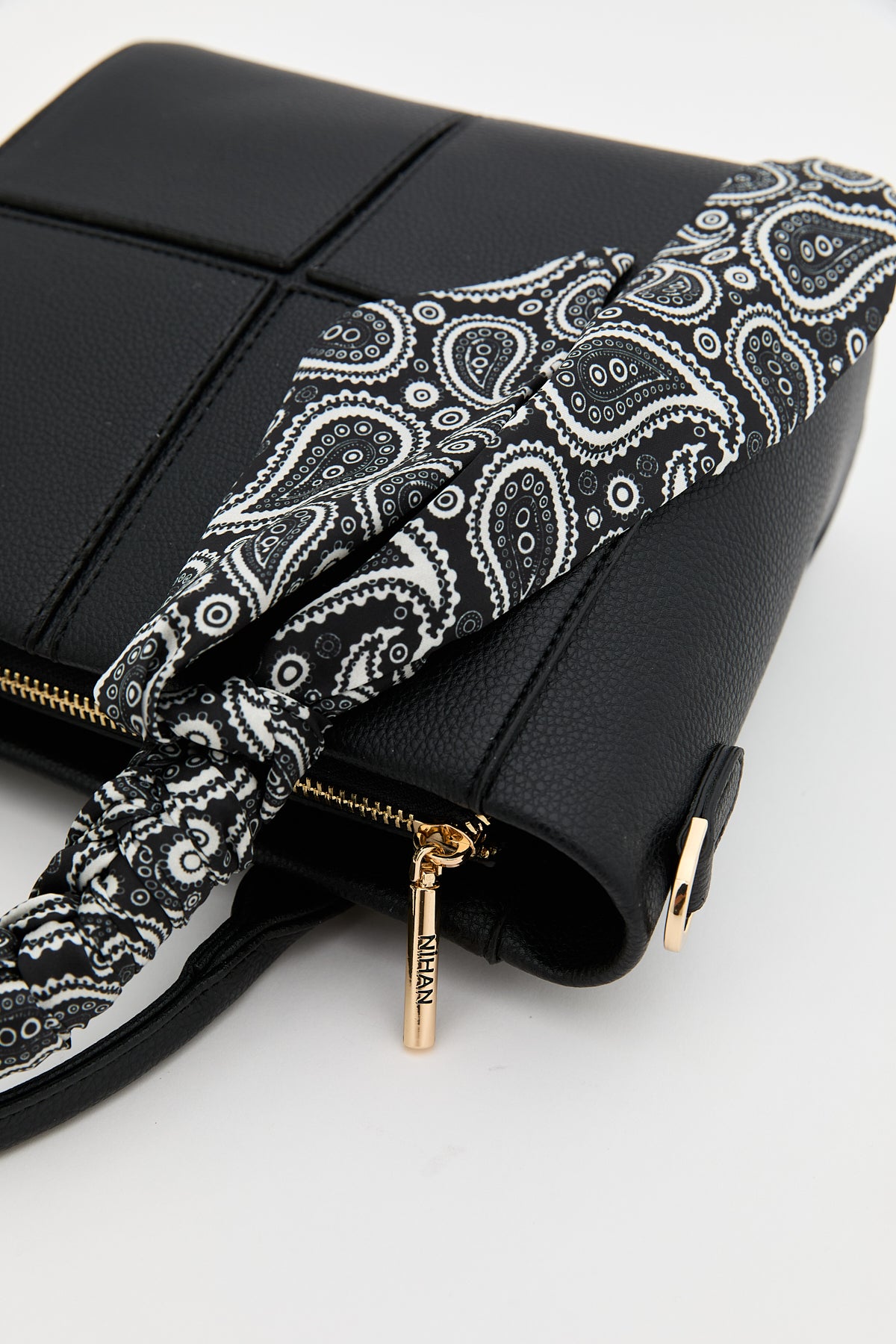 Tote Bag with Scarf Accessory - Black