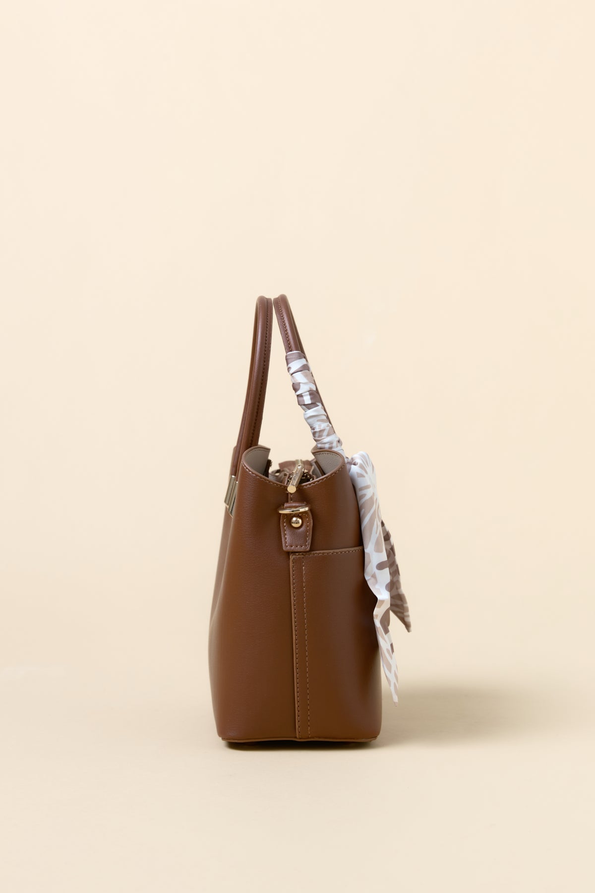 Tote Bag with Scarf Accessory - Tan