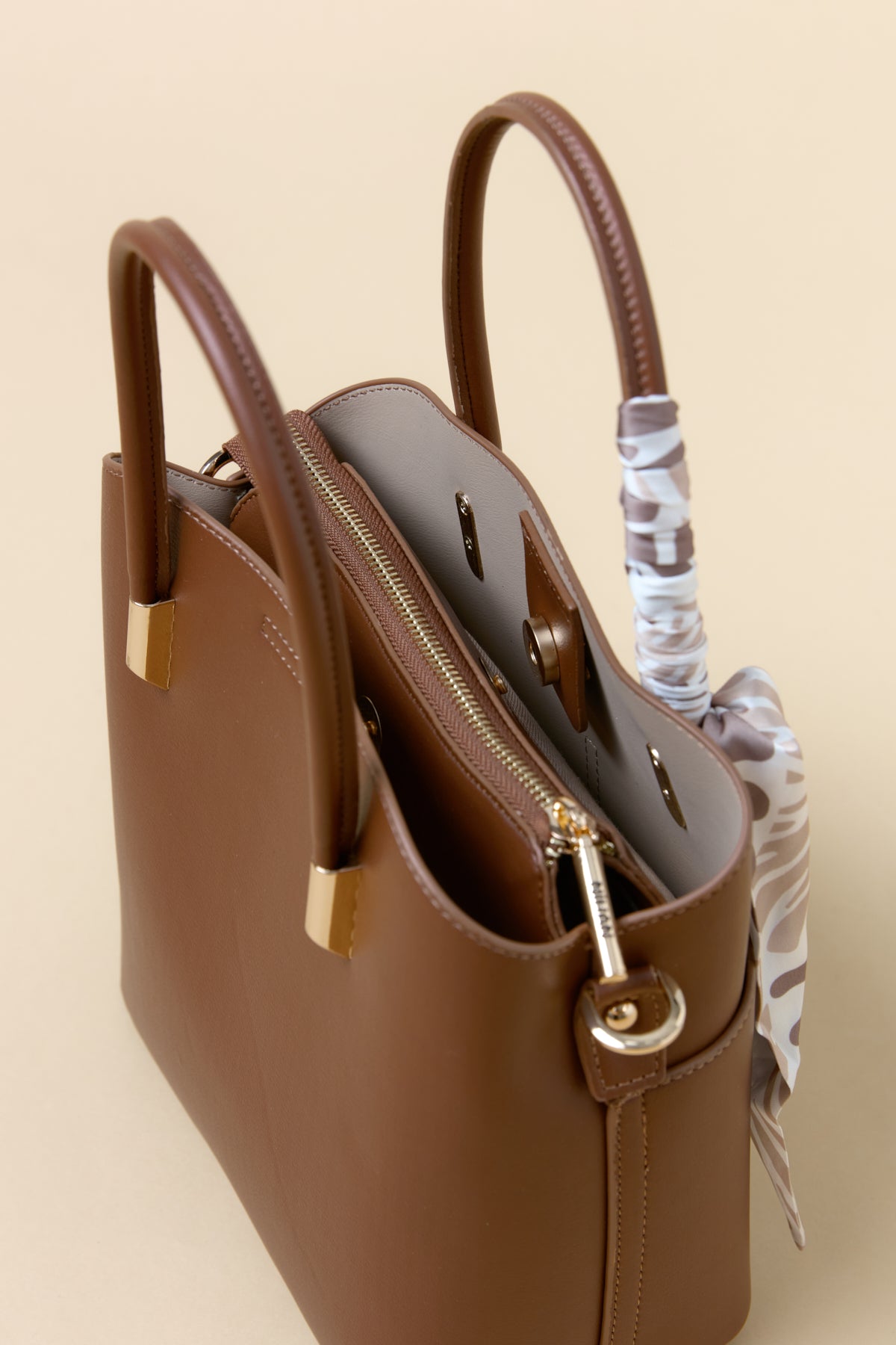 Tote Bag with Scarf Accessory - Tan