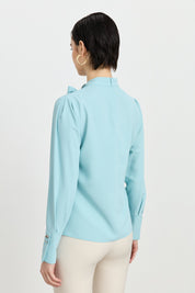Elegant Blouse with Scarf Detail - Aqua