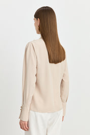 Elegant Blouse with Scarf Detail - Beige