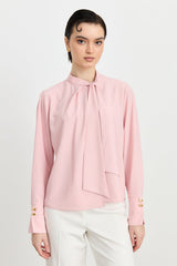 Elegant Blouse with Scarf Detail - Powder Pink