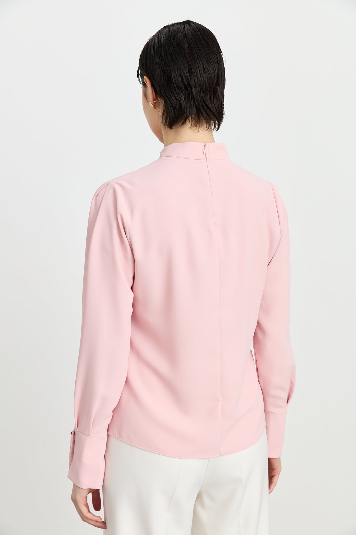 Elegant Blouse with Scarf Detail - Powder Pink