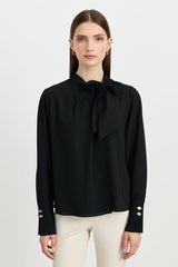Elegant Blouse with Scarf Detail - Black
