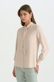 Scarf Collar Shirt - Beige