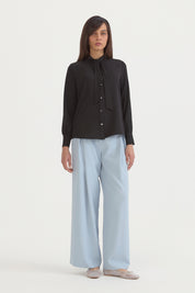 Scarf Collar Shirt - Black