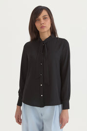 Scarf Collar Shirt - Black
