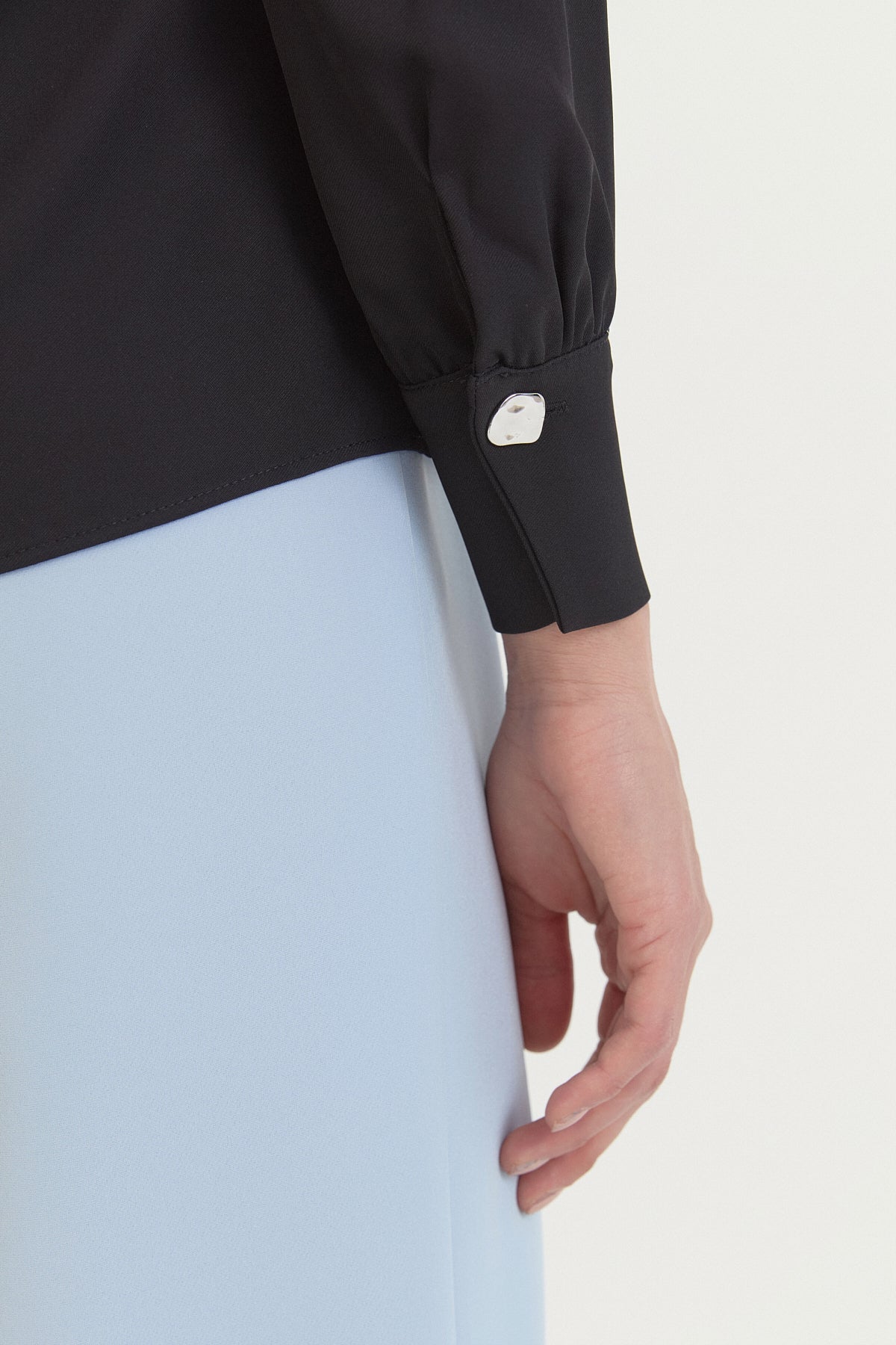 Scarf Collar Shirt - Black