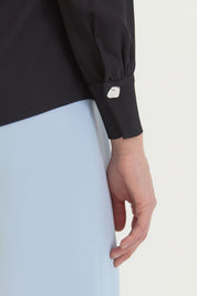 Scarf Collar Shirt - Black
