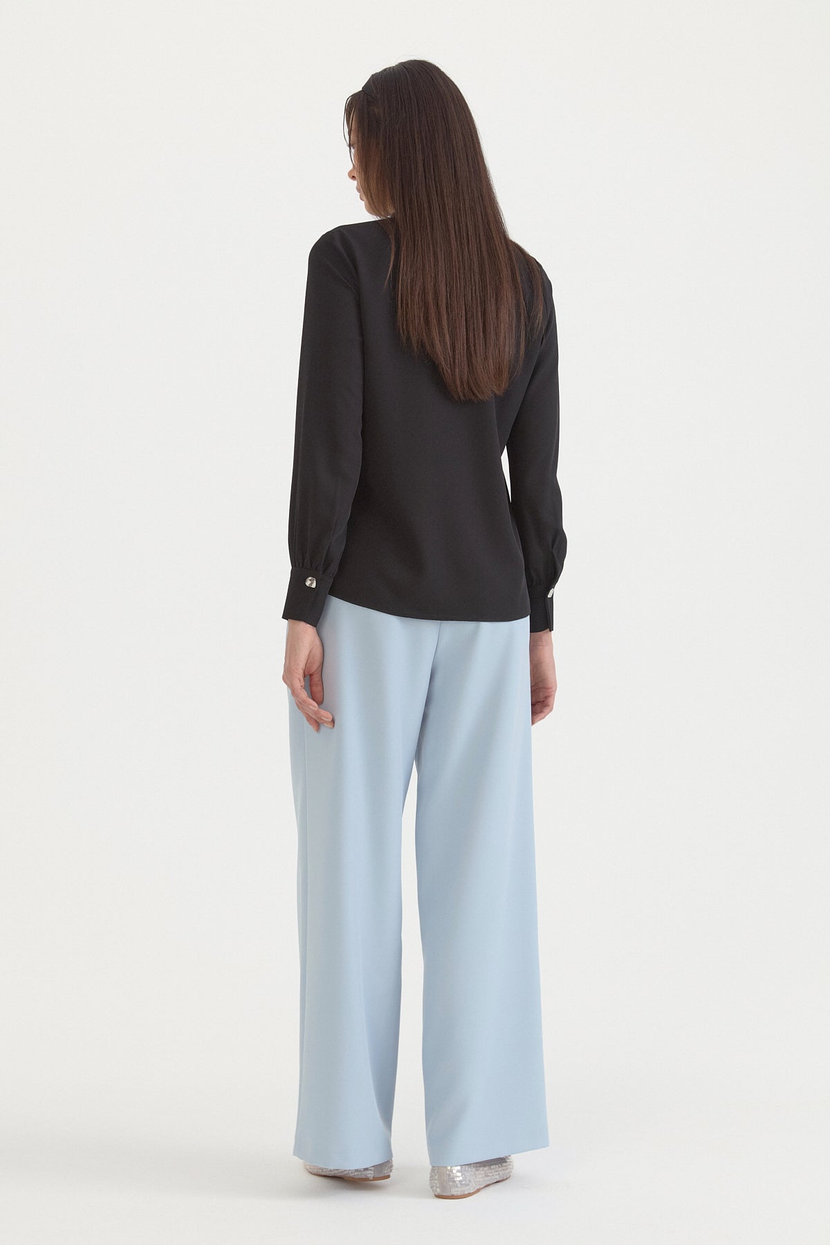 Scarf Collar Shirt - Black