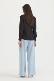 Scarf Collar Shirt - Black