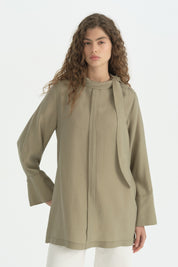 Fular Yaka Lyocell Tunik - Kekik