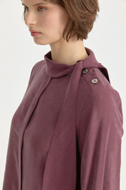 Fular Yaka Lyocell Tunik - Mürdüm