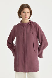 Fular Yaka Lyocell Tunik - Mürdüm
